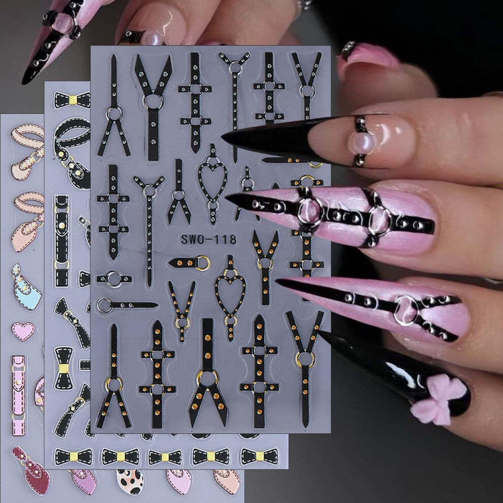 Halloween Nail Art Stickers 3 Sheets 5D Embossed Gothic Punk SelfAdhesive Nail Decals