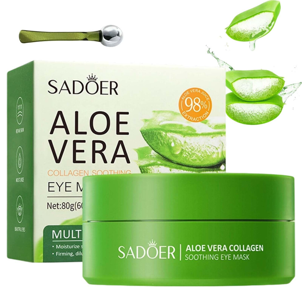 Dark Under Eye Patches For Circles And Puffiness, Aloe Vera Collagen Eye Mask 60Pcs Hydrating