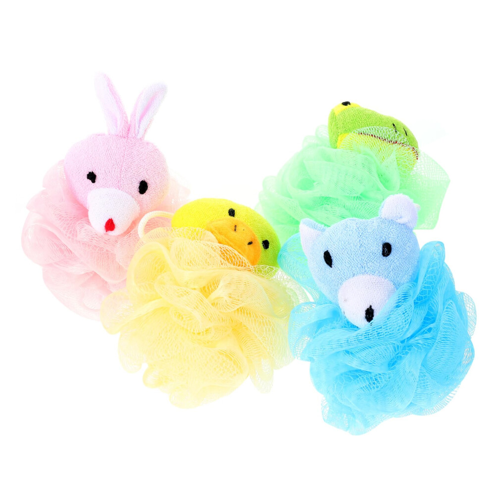 Baby Bath Sponge 4pcs Cartoon Animal Design Soft Infant Shower Loofah with Gentle Exfoliation
