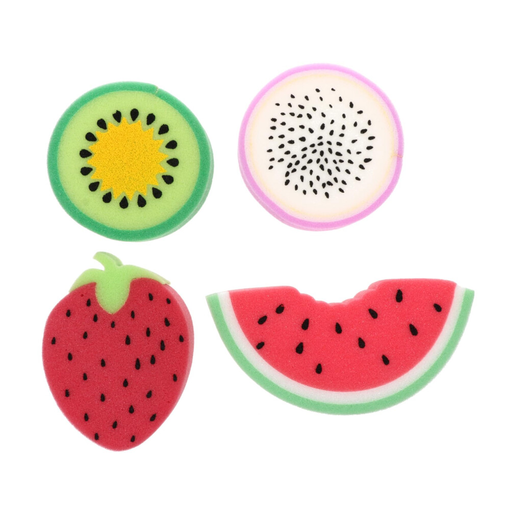 Fruit Shaped Bath Sponge Set for Kids Gentle Exfoliating Body Scrubber with Fun Designs 4pcs