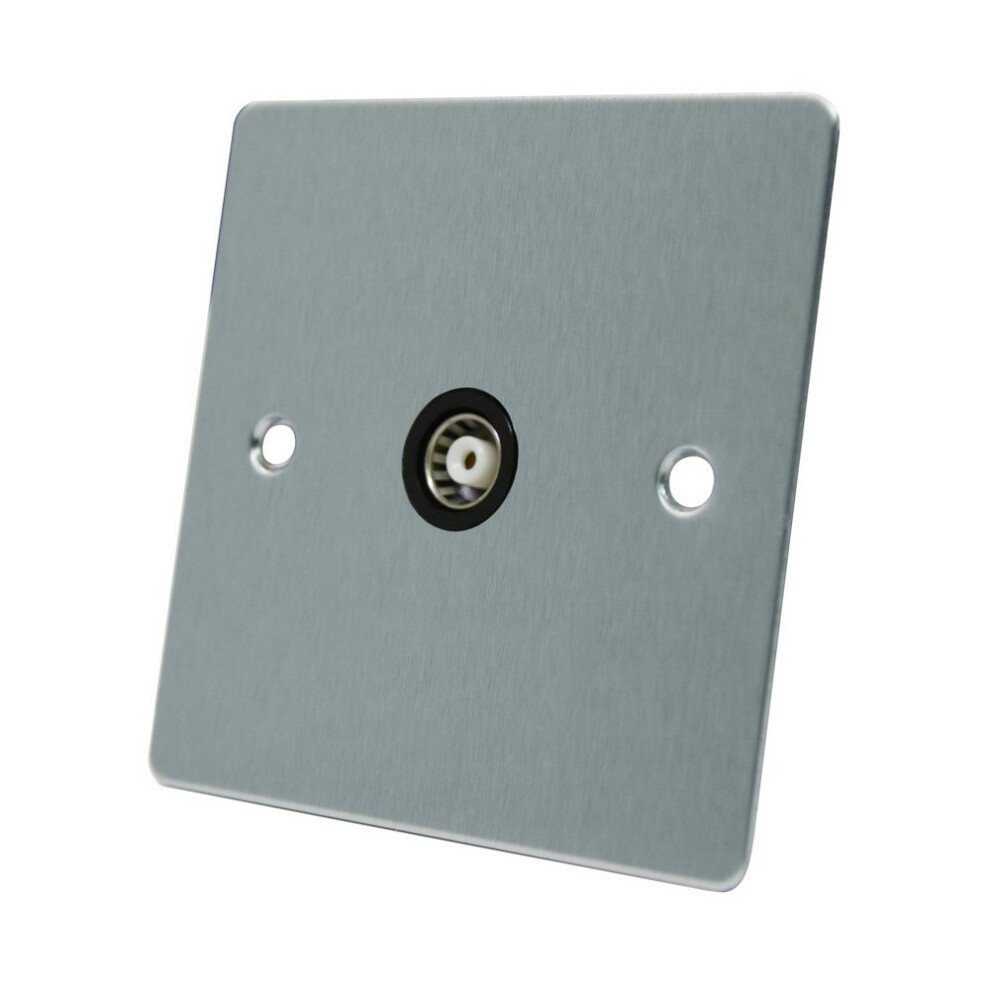 Aet Fsc1gtvbl Satin Chrome Flat Tv Black Insert-1 Gang Aerial Coaxial Female Socket, 240 V 700461522096