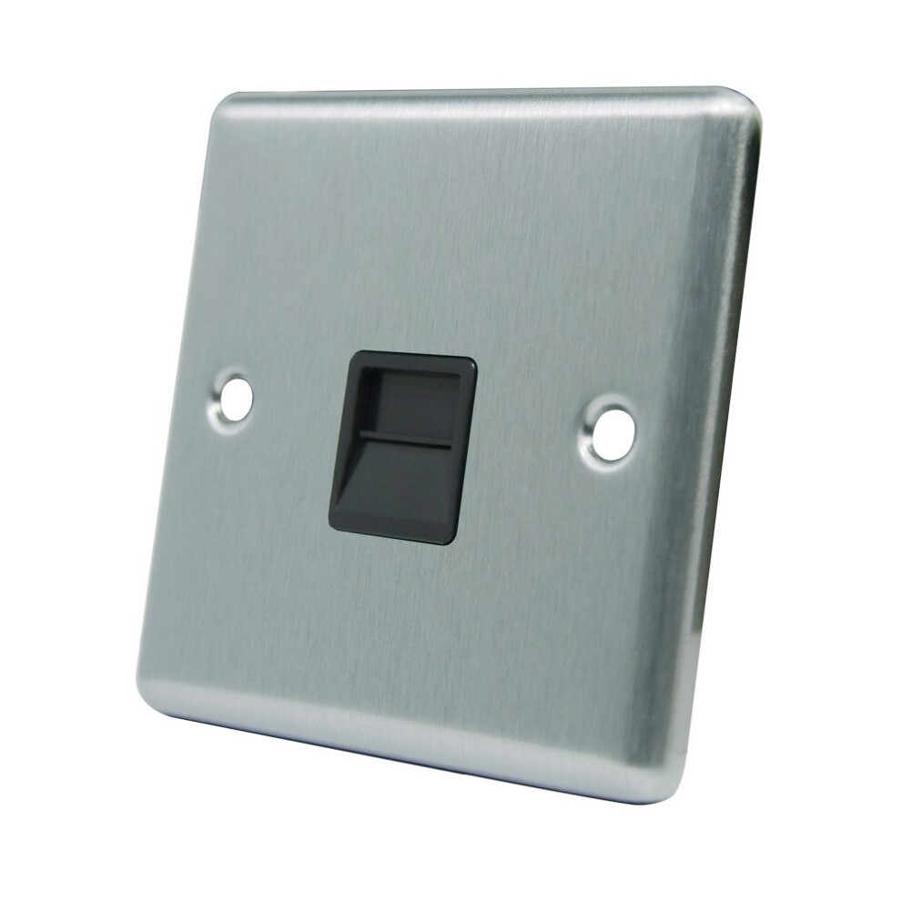 Aet Csctelsbl Satin Finish Chrome Classical Bt Telephone Extension Secondary Slave Socket With Black Insert 700461519935