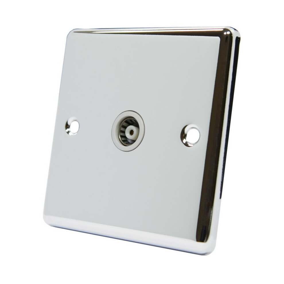 Aet Cpc1gtvwh 1 Gang Classical Chrome Polished Coaxial Female Tv Socket With White Insert 700461518853