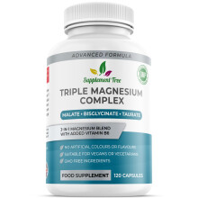 Triple Magnesium Complex - 4-in-1 Magnesium Glycinate, Malate, Taurate, Vitamin B6 Blend - 375mg Elemental, 120 Capsules, 40 Servings, Vegan, Non-GMO