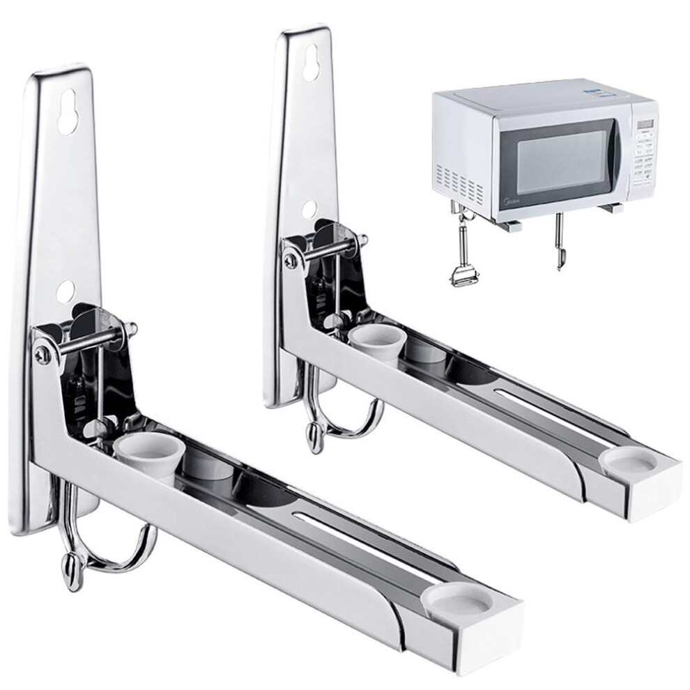 Kaxich Microwave Oven Wall Mount Bracket 304 Stainless Steel Shelf Holder Foldable Stretch Rack For Microwave Oven 738956170378
