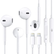 2 Pack In-Ear Headphones Wired for iPhone [Apple MFi Certified] HiFi Stereo Noise Isolating Sound Earbuds with Microphone 2 P+ Volume Control