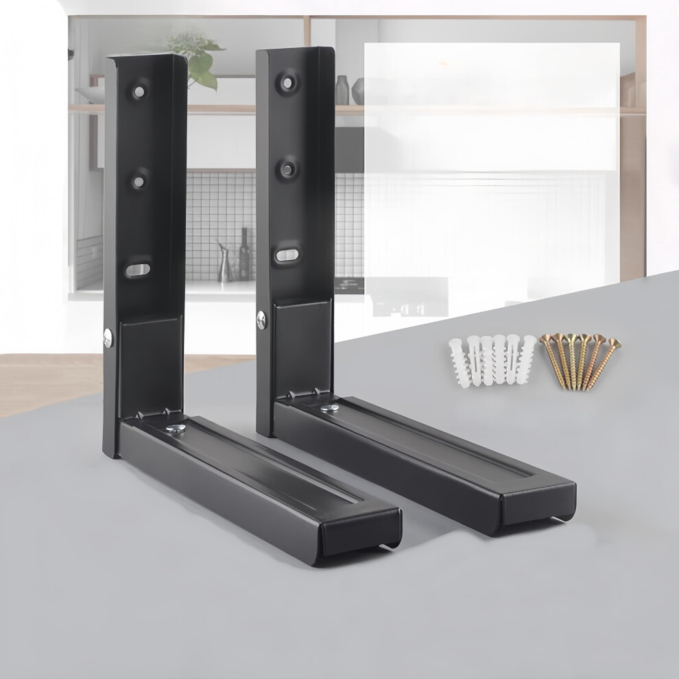 Nbbeng Microwave Wall Mount Brackets, Foldable & Extendable Arms, Fit Most Microwaves (Black) 795986404125