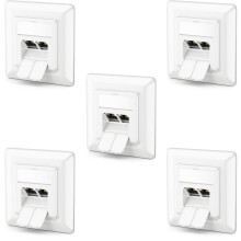 deleyCON 5x CAT6a Network Socket 2x RJ45 Sockets Shielded Flush-Mounted Installation 10 Gbit Ethernet Network LAN Socket Patch Network Installation