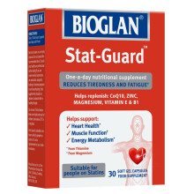 Bioglan Stat Guard | CoQ10 | Zinc | Vitamin E | Vitamin B1 | Magnesium | Helps Reduces Tiredness | Fatigue & Supports Heart Health | 30 Capsules