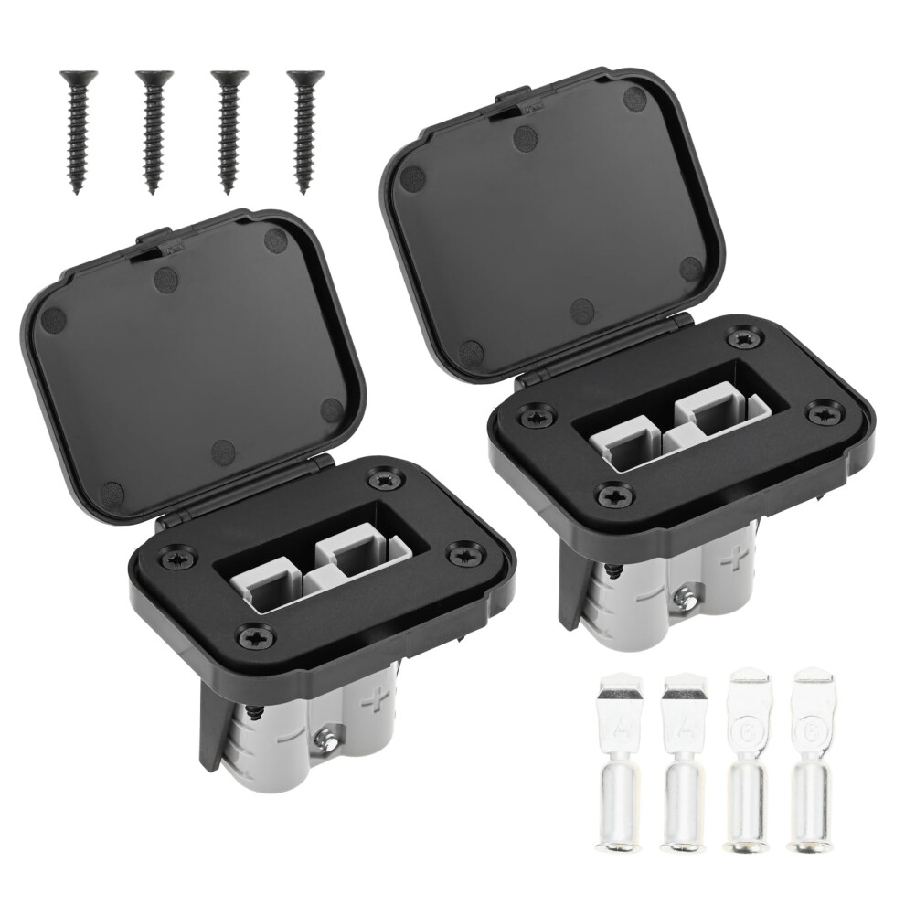 Bowarepro 2Pcs Plug Mounting Panel, 50A Plug Panel Base With Dust Cover For Anderson Sb50 Series Connectors Flush Mount Recessed Plate 745499383202