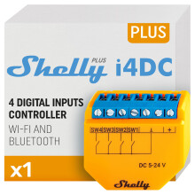 Shelly Plus i4 DC, Wi-Fi Smart 4-digital inputs controller of Shelly Smart Switches, 5-24 VDC, Home Automation, iOS Android App, No Hub Required,