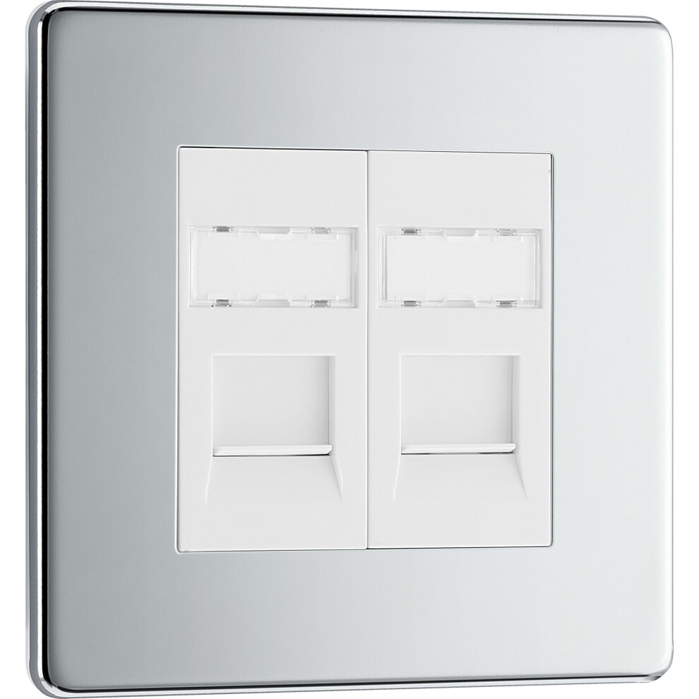 Bg-Nexus-Flat-Plate Screwless Flat Plate Double Rg45 Data Outlet Socket,Polished Chrome Finish 5050765005609