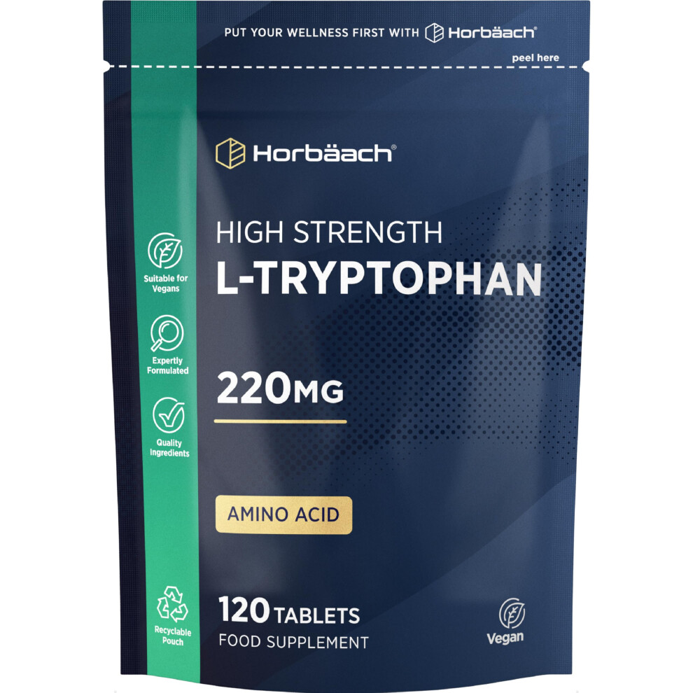 Horbã£Â¤Ach L-Tryptophan 220Mg | 120 Vegan Tablets | High Strength Amino Acid | Suitable For Vegetarians And Vegans | By Horbaach