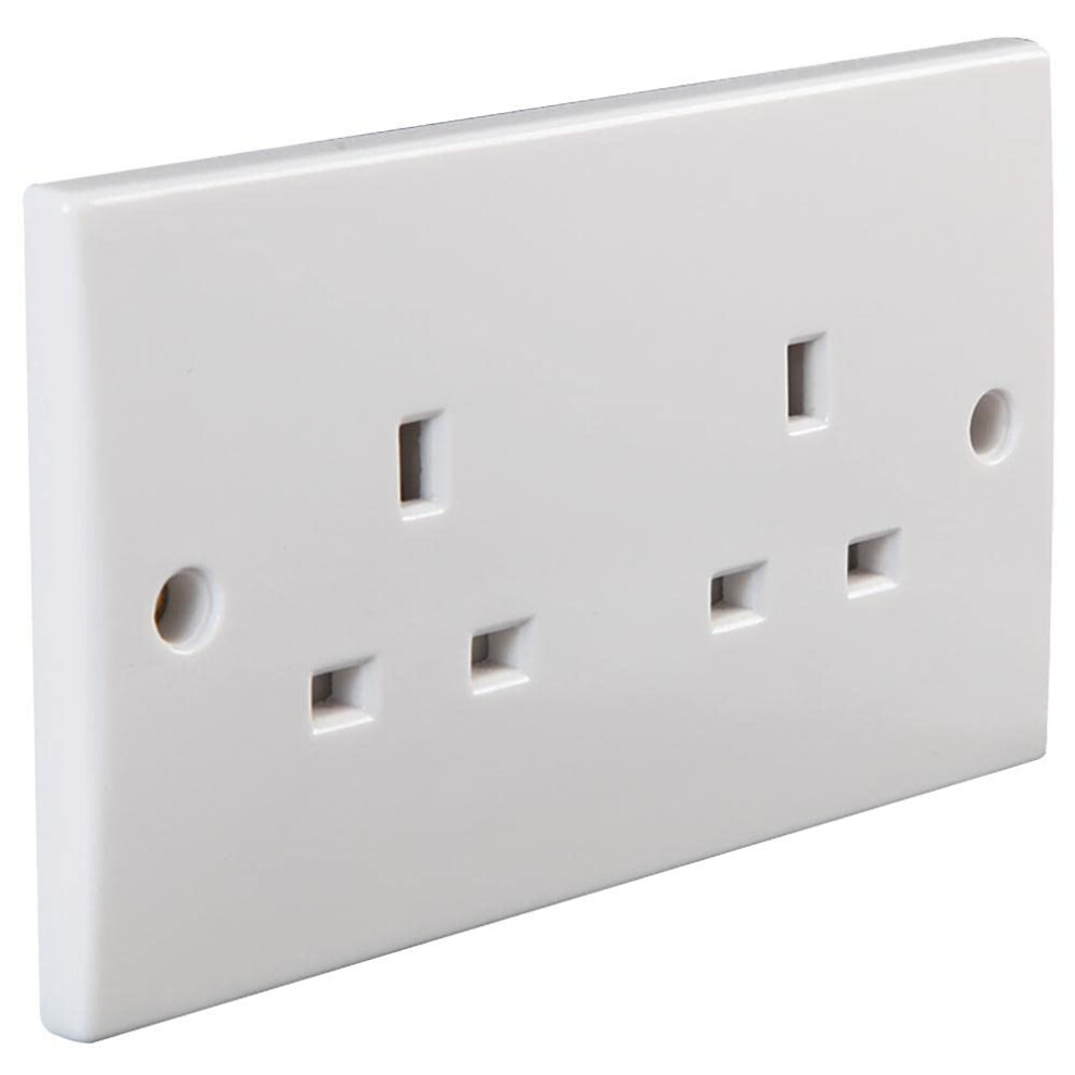 Pro Elec Pel01396 Unswitched 2-Gang Mains Socket, Round Edge, 13A, 250V 5051259208513
