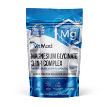 Magnesium Glycinate 3-in-1 Complex - Bisglycinate, Citrate & Malate Vegan Capsules, Added Zinc to Maximise Absorption 380mg Elemental 100% NRV, UK
