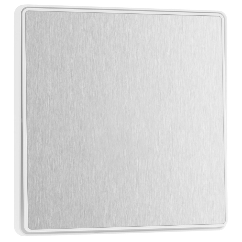 Bg Electrical Single Intermediate Wall Light Switch, Edge-To-Edge Rocker, Screwless Appearance, Round Edges, Evolve, Brushed Steel, 20A, 16Ax, 5050765264396