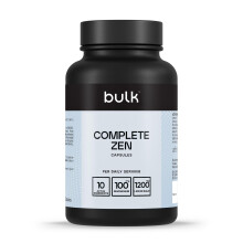 Bulk Complete Zen Capsules, Relaxation Formula With 10 Active Ingredients, KSM-66, Lemon Balm Extract, Inositol, L-Theanine, Pack of 120, 30 Servings,