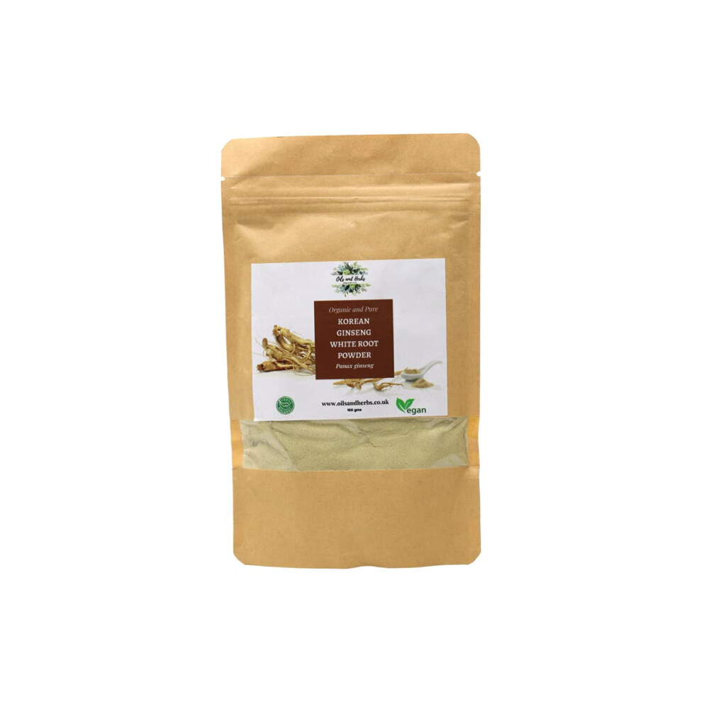 Oils And Herbs Uk Organic Korean Ginseng Root Powder - Panax Ginseng- 100% Pure And Natural (500)