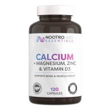 Nootro Labs Essentials Calcium Supplement with Magnesium, Zinc and Vitamin D3 (120 Capsules), A Complete Blend to Support Strong Bones, Muscle