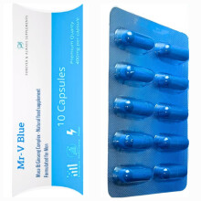 10 x Pills - MR-V Blue high Strength 400mg Natural Supplement for Men - Ginseng & Maca Ultra Strong Fast Acting Male Performance Enhancing
