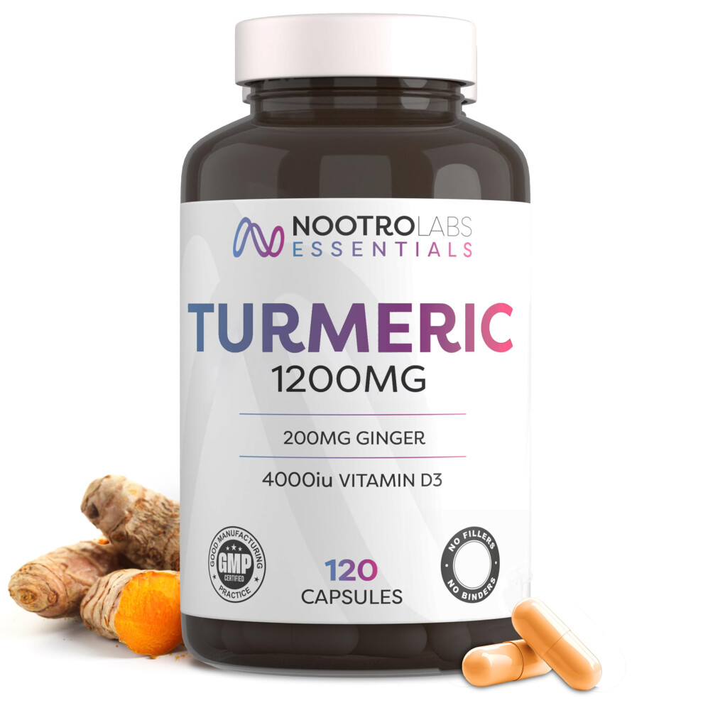 Nootro Labs Essentials Turmeric Curcumin & Black Pepper Capsules (60 Servings) ? With Ginger & Vitamin D3 For Joint, Immune & Inflammatory Support