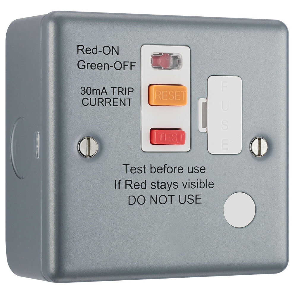 Bg Electrical Unswitched Fused Spur Connection Unit With Type A Rcd And Flex Outlet, Double Pole, Industrial Flat Profile, Scratch Resistant Steel, 5051222361160