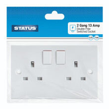 Status 2 gang, 13 amp, Double Pole Wall Socket, Switched, White (Pack of 1) S2G13ADPSSB4