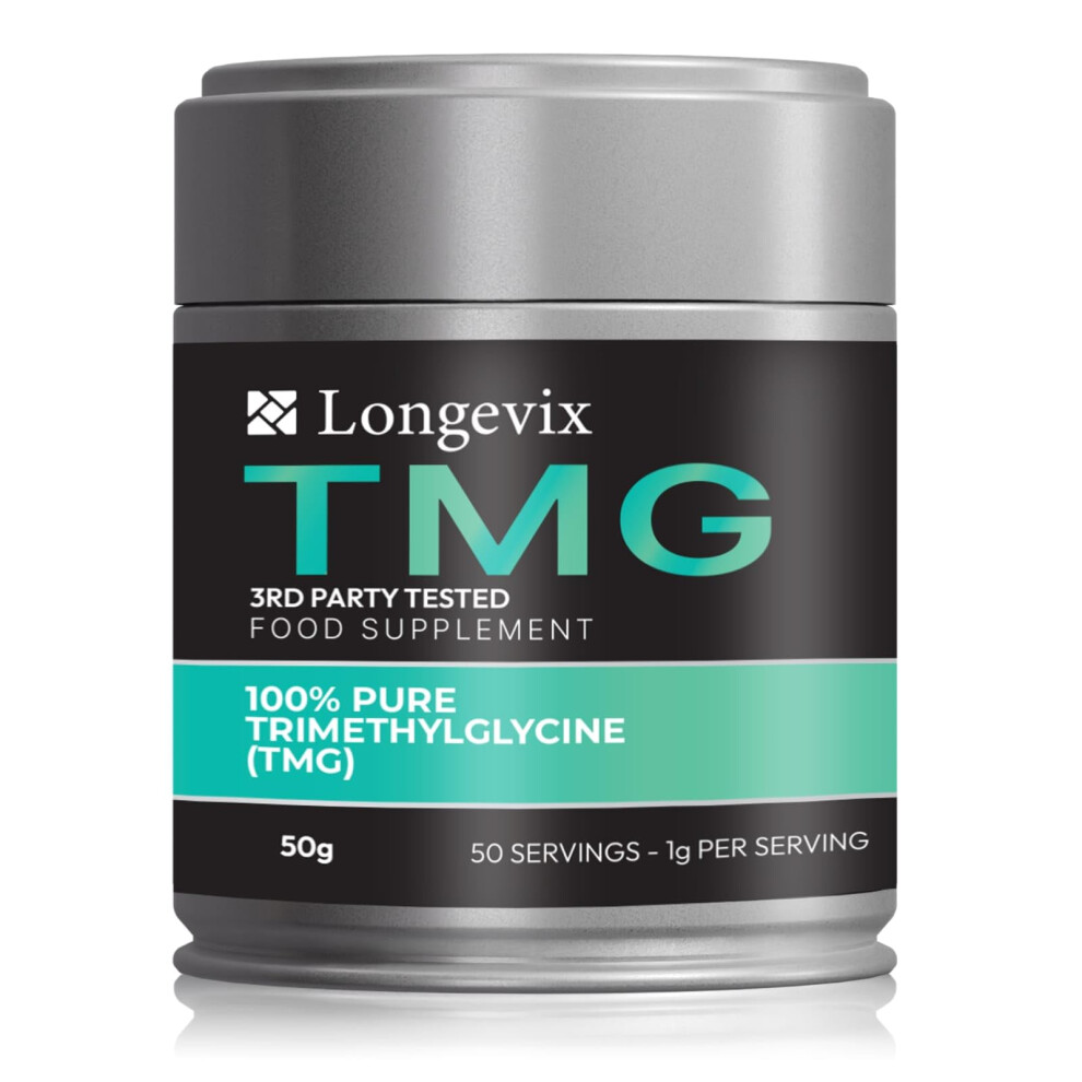 Longevix Pure Tmg Powder 100% Trimethylglycine (Betaine) | 50G (50 Servings) | Vegan, Non-Gmo, Supports Methylation, Homocysteine & Liver Health | 3Rd