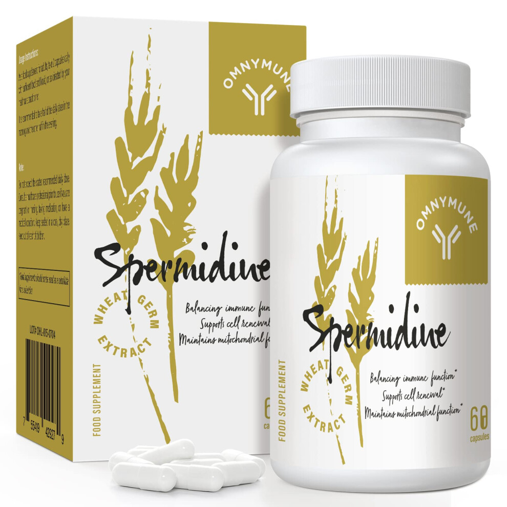 Omnymune Fermented Wheat Germ Extract - 13 Mg Spermidine Per Capsule - With Zinc And Thiamine - 60 Capsules (60 Count (Pack Of 1))