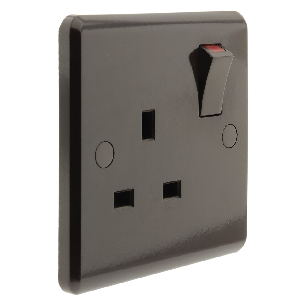 Art Deco Emporium Single Wall Socket In Vintage Period Style Bakelite Dark Brown Part Of The New Exalt V2.0 Brand. Standard Uk 13Amp Single Plug 5056350690151