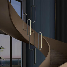 Foyer Chandeliers for High Ceilings,6-Light Modern Dimmable Led High Ceiling Chandelier with Remote Control,Black Large Chandelier Staircase Pendant L