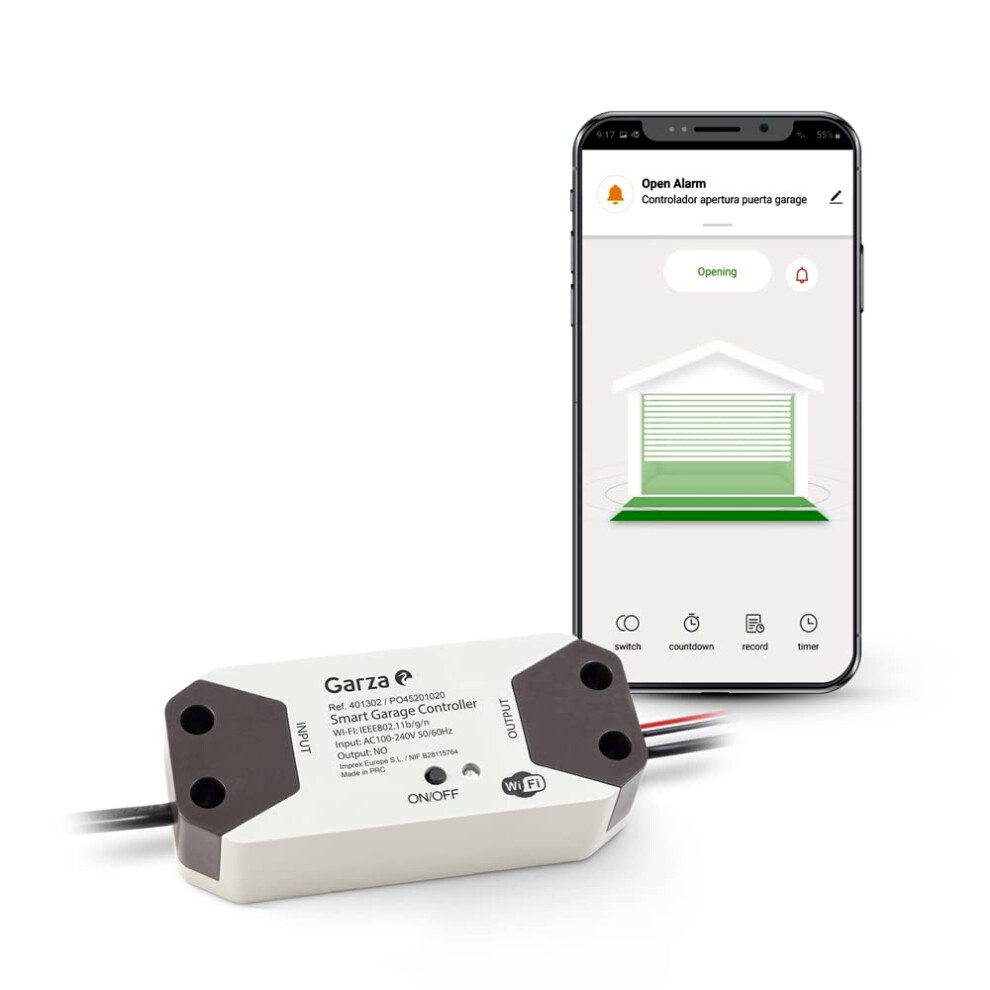 Garza Smart Smart Garage Door Opener Controller, Wifi 2.4Ghz, Programmable, Alexa/Google Voice And App Control, White 8430624013223