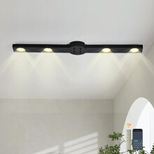 LED Ceiling Light 82CM, 24W Dimmable Ceiling Lamp, 4-Rotatable Lights Ceiling Light Fitting with Remote for Living Room, Bedroom, Hallway, Black