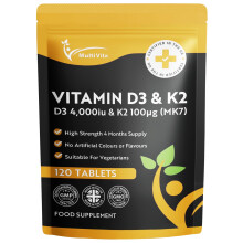 Vitamin D3 4000iu & Vitamin K2 100mcg (MK7) | 120 High Strength Vegetarian Tablets 4-Month Supply | Vitamin D K2 Supplement 1-A-Day Easy to Swallow D3