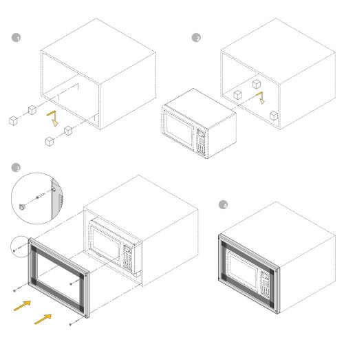 EMUCA Microwave Built-In Frame, Satin Nickel 2