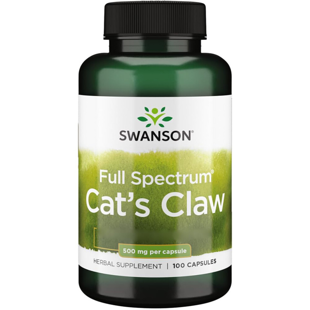 Swanson , Cat's Claw, 500Mg, 100 Capsules, High Strength, Laboratory Tested, Soya Free, Gluten Free, Non-Gmo