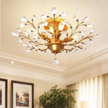 Ganeed Vintage K9 Clear Crystal Chandeliers Ceiling Lighting Pendant Lighting Flush Mounted Fixture for Living Room Dinning Room Restaurant Porch Hall