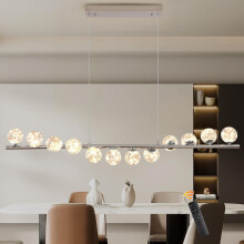 Hanging Chandelier, 50W LED Pendant Lamp Modern Kitchen, 120cm Adjustable Pendant Lamp, 12 Glass Chandeliers, For Dining, Living Room, Relaxation