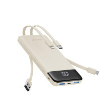 Charmast Portable Charger with Built in 4 Cables, 10000mAh Travel Essential USB C Battery Pack 6 Outputs 3 Inputs 3A Fast Charging Power Bank