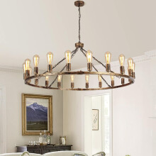 Wagon Wheel Chandelier 20 Lights Bronze Rustic Pendant Light Large 120cm Metal Round Chandeliers Ceiling Light Fixture for Kitchen, Living Room