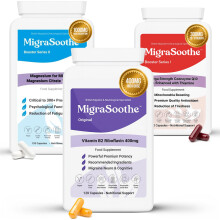 Migrasoothe Triple Relief Pack: Riboflavin 400mg, High Strength Coenzyme Q10 & Absorbable Magnesium - 240 Capsules - Boosts Mitochondrial Brain Energy