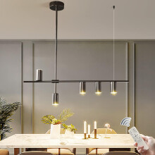 Dining Room Light Fixture, Upgraded Dimmable LED Modern Pendant Light with Electroplated Surface, Modern Black LED Hanging Chandelier Light Fixture fo