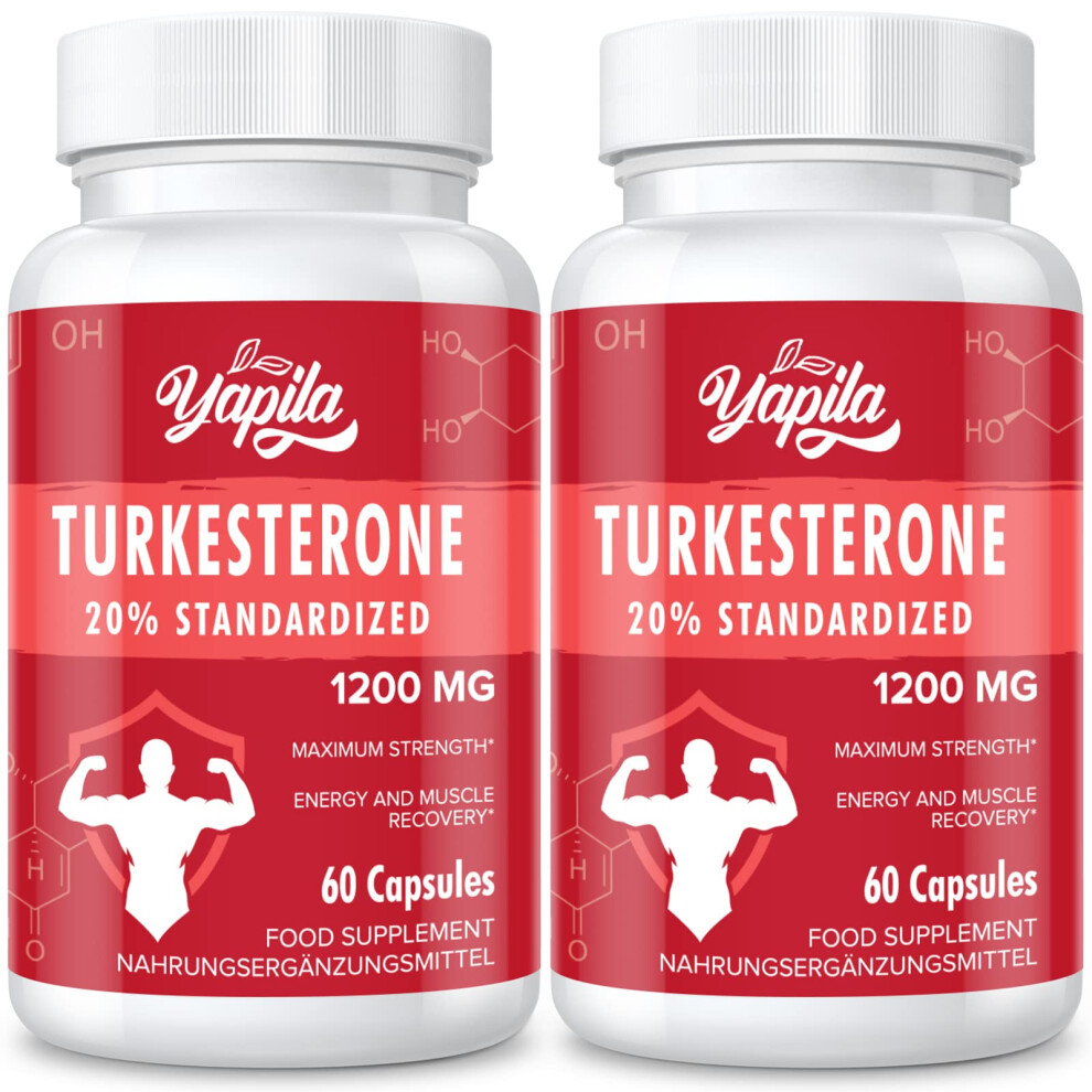 Yapila Turkesterone Supplement - 1200Mg Ajuga Turkestanica Extract Standardized To 20% Turkesterone, Max Strength For Bodybuilding, 120 Vegan Capsules, 2