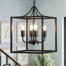 Industrial Metal Chandelier Elegant Black Chandeliers Ceiling Lights for Living Room Lantern Style Hanging Pendant Light Fitting
