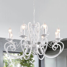 Ganeed French Country Chandeliers Kitchen Island Candle Iron Chandelier Industrial Vintage Pendant Light Fixture for Farmhouse Dining Room Bedroom Foy