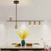 Pendant Light Fixtures, Dimmable Modern LED Chandelier Lighting with Spotlights, Adjustable Linear Hanging Pendant Light for Kitchen Island Dining Roo
