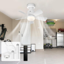Screw in Ceiling Fan Light E27 Socket with Remote Control LED Lamp Small Fans for Bedroom 4 Speeds 3 Colors White Easy to Install Dimmable Mini Ceilin