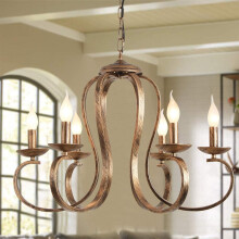 Ganeed Chandeliers Retro Iron Pendant Chandelier Candle Rustic Hanging Light Farmhouse Ceiling Pendant Light Fixture Antique Brushed Brass Kitchen Isl