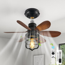 Ganeed Screw in Ceiling Fan Light Socket with Remote Control E27 Small Fans for Bedroom Farmhouse Industrial Style Lamp Indoor Laundry Garage Hallway