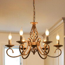Ganeed Rustic 6-Light Chandeliers, French Country Vintage Chandelier, Metal in Antique Bronze Pendant Chandelier, Pendant Light Fixture for Island Kit